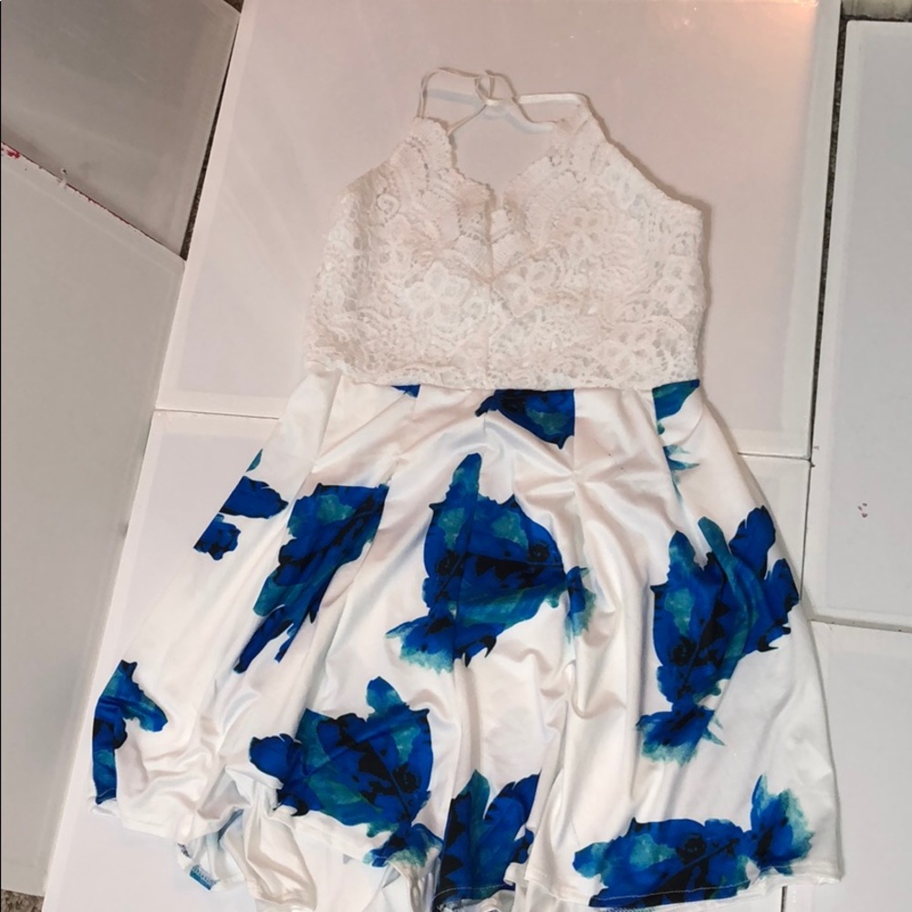 Lace top floral romper